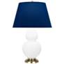 Double Gourd 31"H Matte Lily And Brass Lamp w/ Navy And Gray Shade