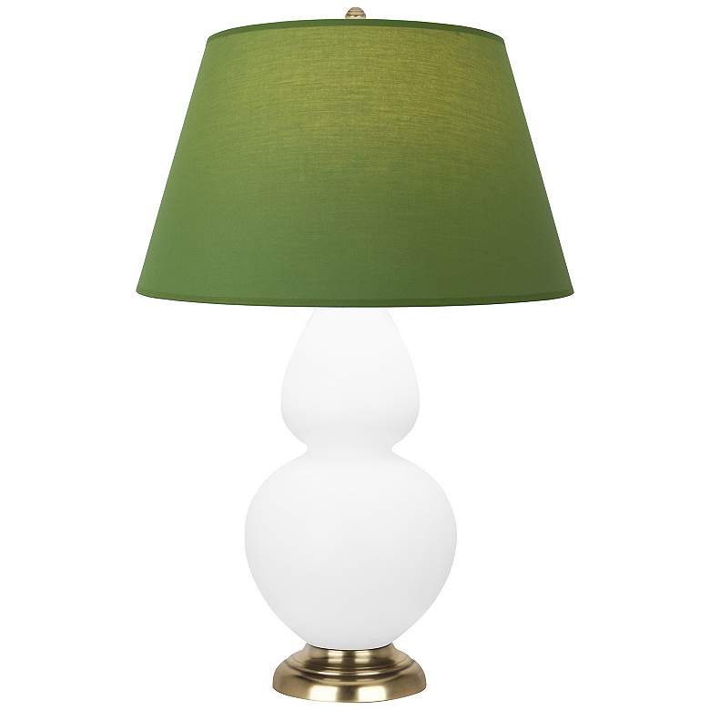 Image 1 Double Gourd 31"H Matte Lily And Brass Lamp w/ Tea And Taupe Shade