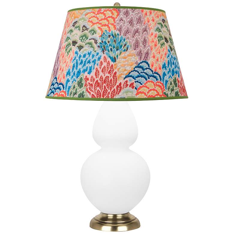 Image 1 Double Gourd 31"H Matte Lily And Brass Table Lamp w/ Spring Shade