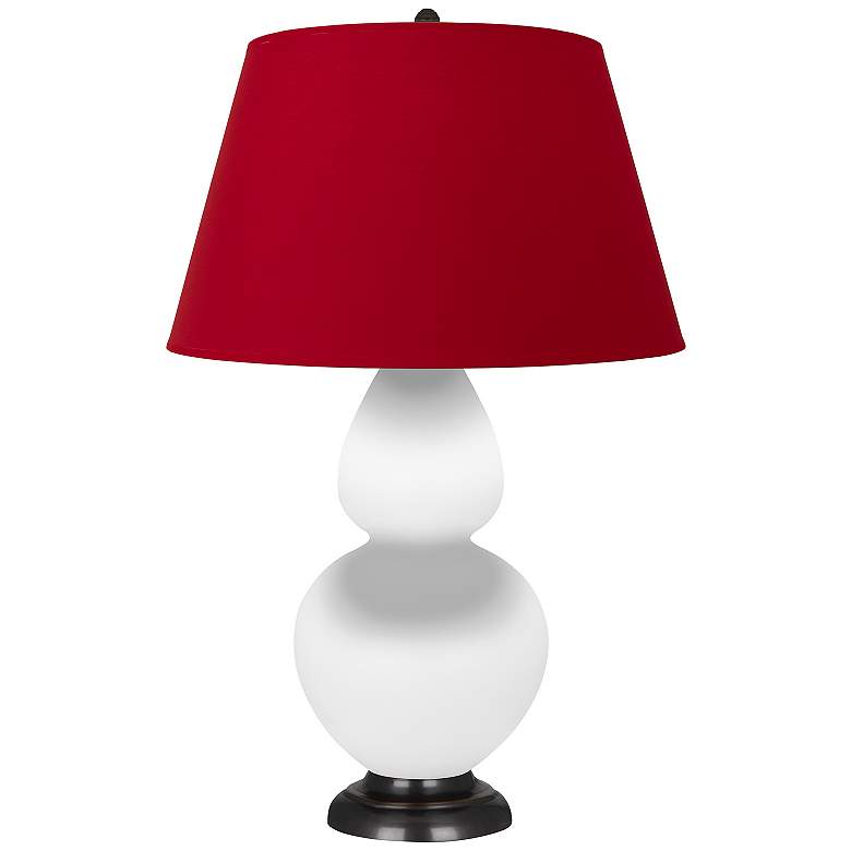 Image 1 Double Gourd 31"H Matte Lily And Bronze Lamp w/ Black And Red Shade