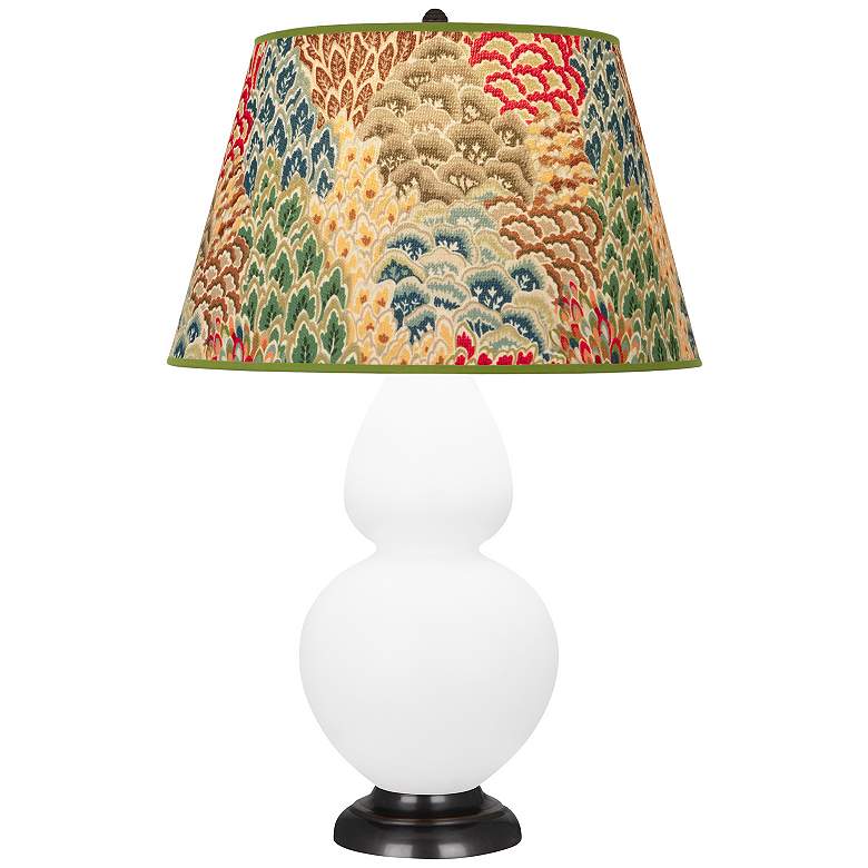 Image 1 Double Gourd 31"H Matte Lily And Bronze Lamp w/ Fall Floral Shade