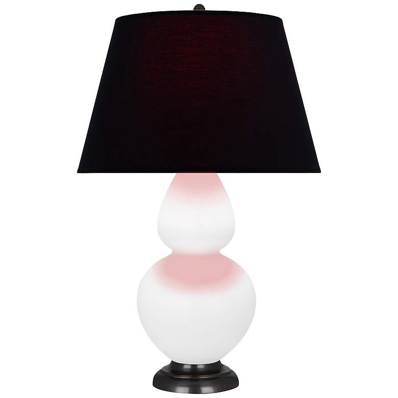 Image 1 Double Gourd 31"H Matte Lily And Bronze Lamp w/ Ink And Rose Shade
