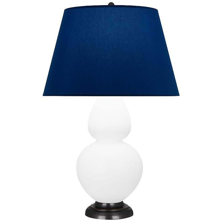 Image 1 Double Gourd 31"H Matte Lily And Bronze Lamp w/ Navy And Gray Shade