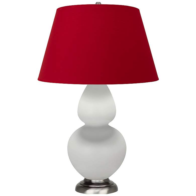 Image 1 Double Gourd 31"H Matte Lily And Silver Lamp w/ Black And Red Shade