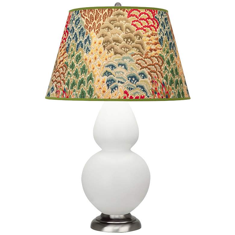 Image 1 Double Gourd 31"H Matte Lily And Silver Lamp w/ Fall Floral Shade