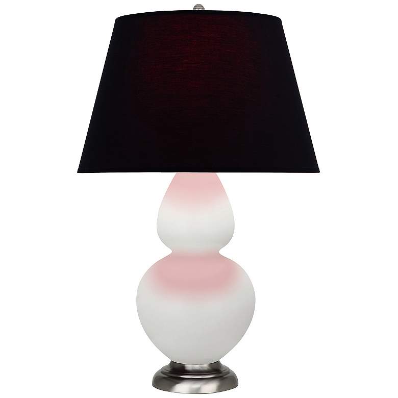 Image 1 Double Gourd 31"H Matte Lily And Silver Lamp w/ Ink And Rose Shade