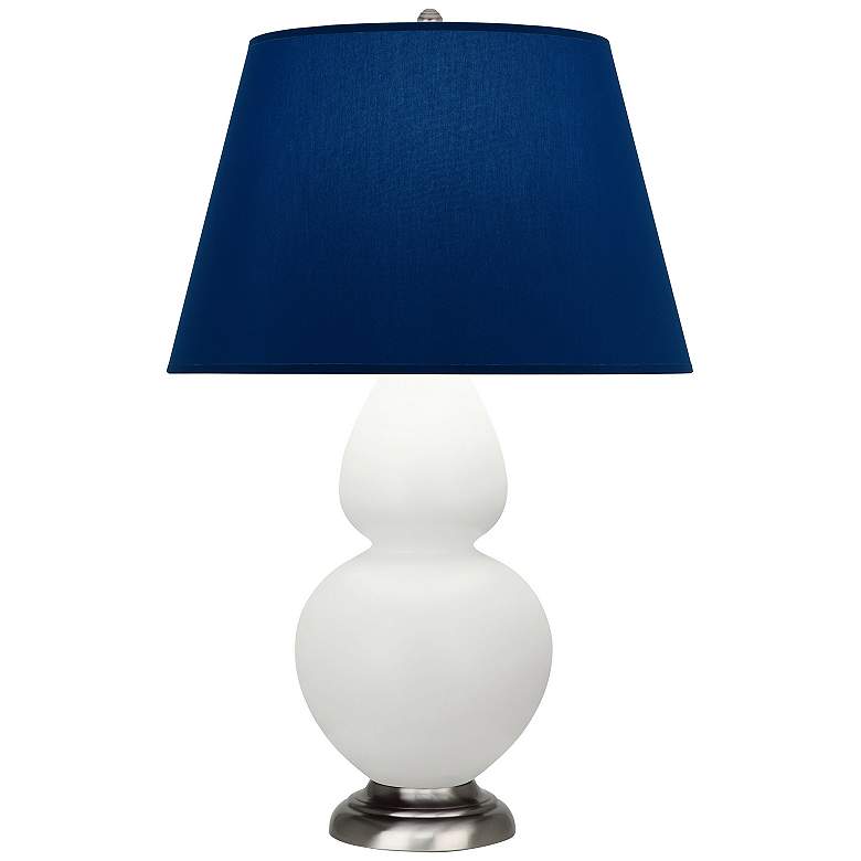 Image 1 Double Gourd 31"H Matte Lily And Silver Lamp w/ Navy And Gray Shade