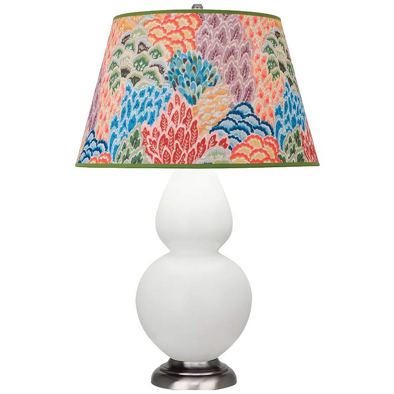 Image 1 Double Gourd 31"H Matte Lily And Silver Table Lamp w/ Spring Shade