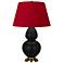 Double Gourd 31"H Matte Obsidian And Brass Lamp w/ Black And Red Shade