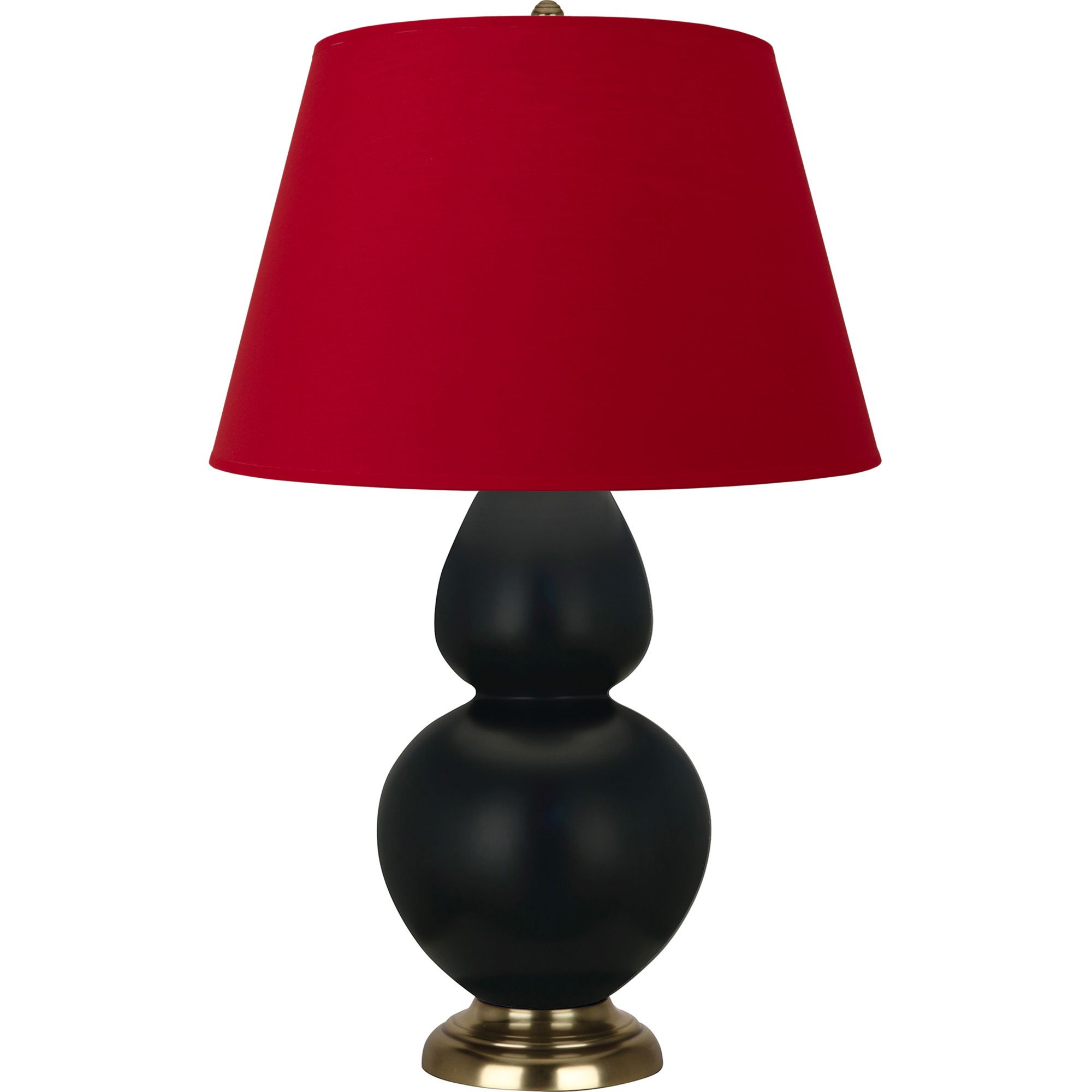 Image 2 Double Gourd 31"H Matte Obsidian And Brass Lamp w/ Black And Red Shade more views