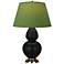Double Gourd 31"H Matte Obsidian And Brass Lamp w/ Tea And Taupe Shade
