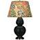 Double Gourd 31"H Matte Obsidian And Bronze Lamp w/ Fall Floral Shade