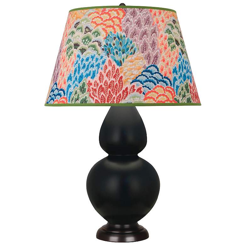 Image 1 Double Gourd 31"H Matte Obsidian And Bronze Table Lamp w/ Spring Shade