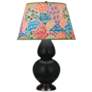 Double Gourd 31"H Matte Obsidian And Bronze Table Lamp w/ Spring Shade