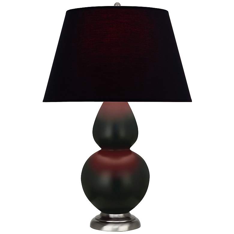 Image 1 Double Gourd 31"H Matte Obsidian And Silver Lamp w/ Ink And Rose Shade