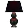 Double Gourd 31"H Matte Obsidian And Silver Lamp w/ Ink And Rose Shade