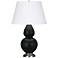 Double Gourd 31"H Matte Obsidian And Silver Table Lamp w/ Pearl Shade