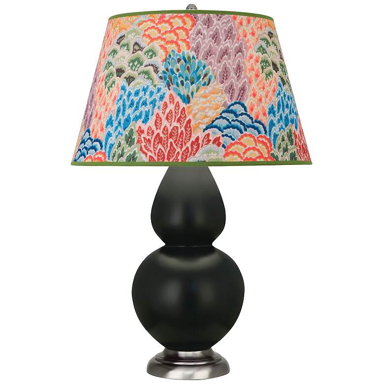 Image 1 Double Gourd 31"H Matte Obsidian And Silver Table Lamp w/ Spring Shade