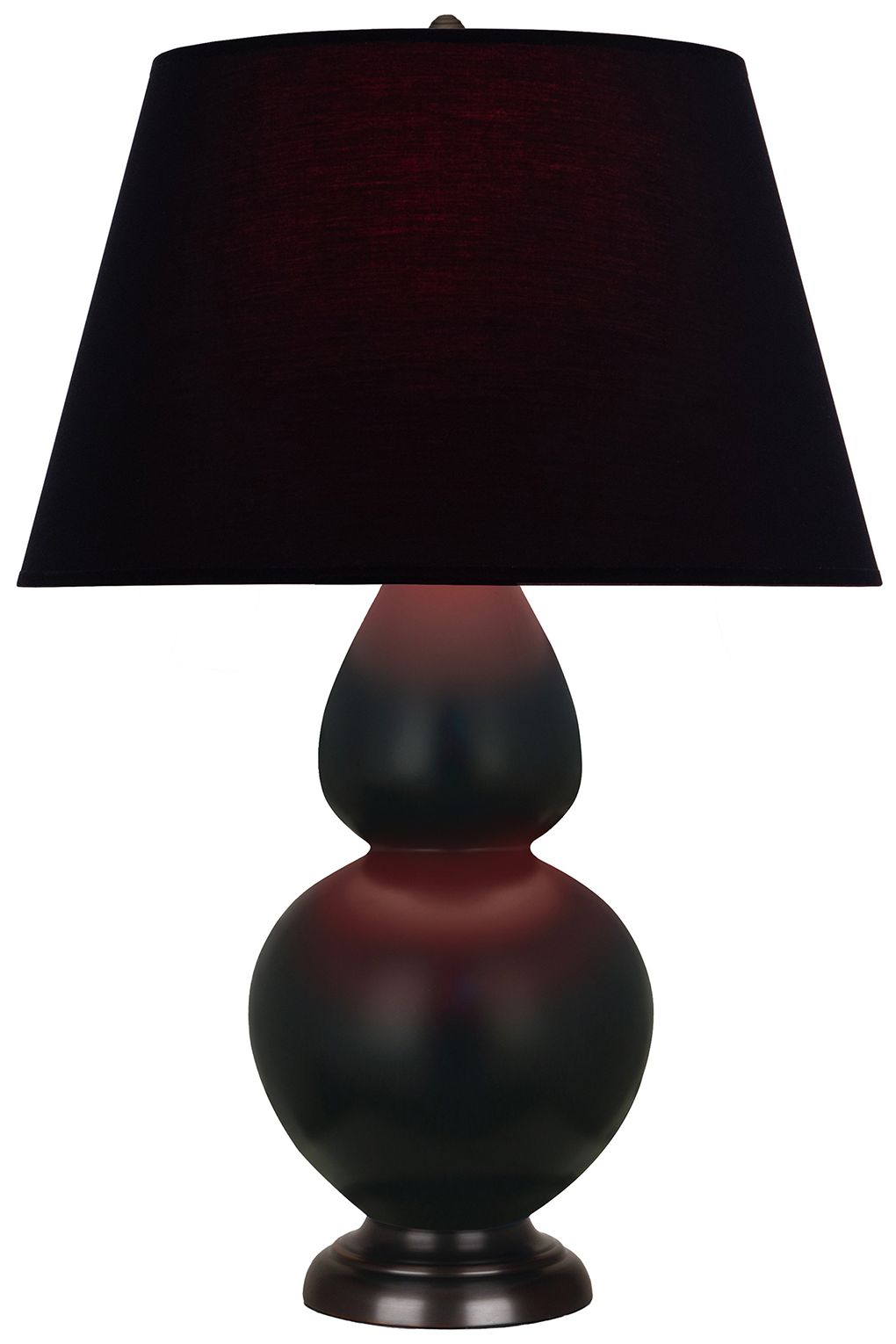 Double Gourd 31"H Matte Obsidian & Bronze Lamp w/ Ink & Rose Made to Order