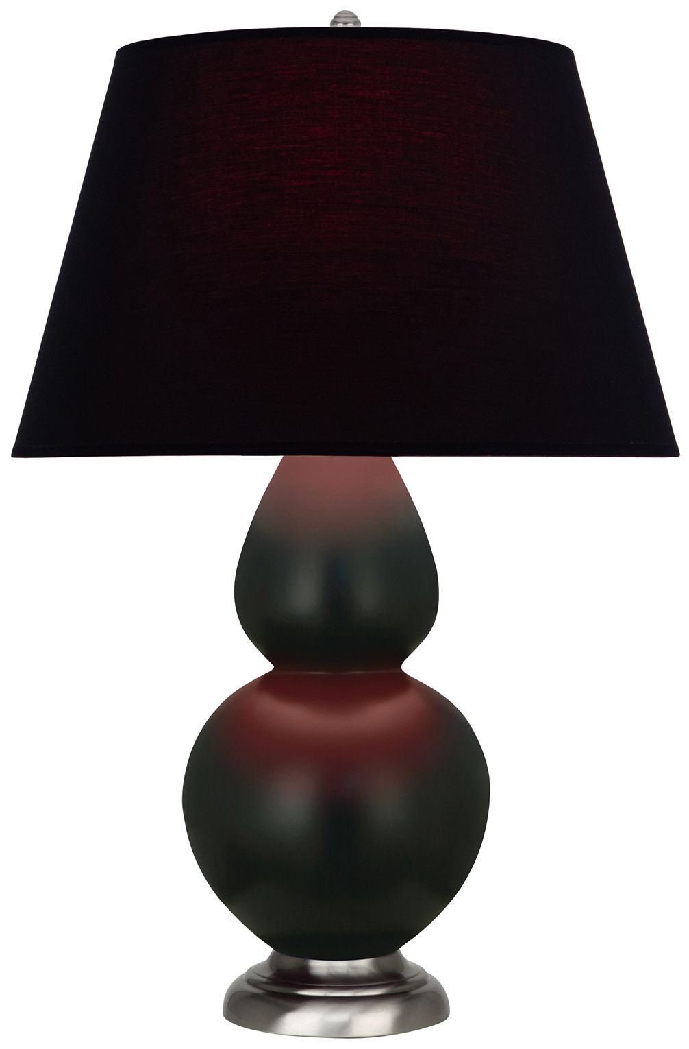 Double Gourd 31"H Matte Obsidian & Silver Lamp w/ Ink & Rose Made to Order