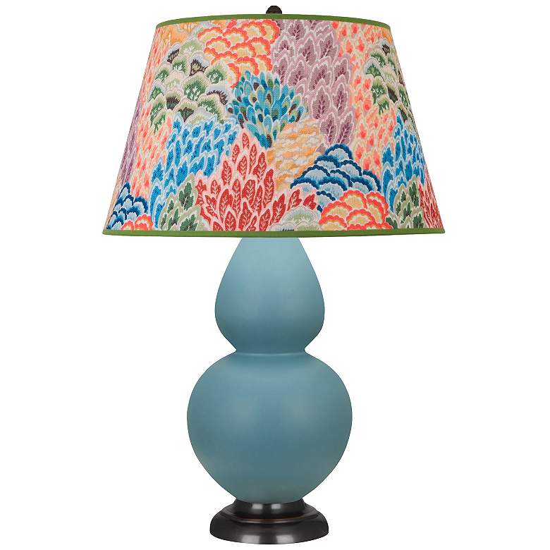Image 1 Double Gourd 31"H Matte Steel Blue And Bronze Lamp w/ Spring Shade