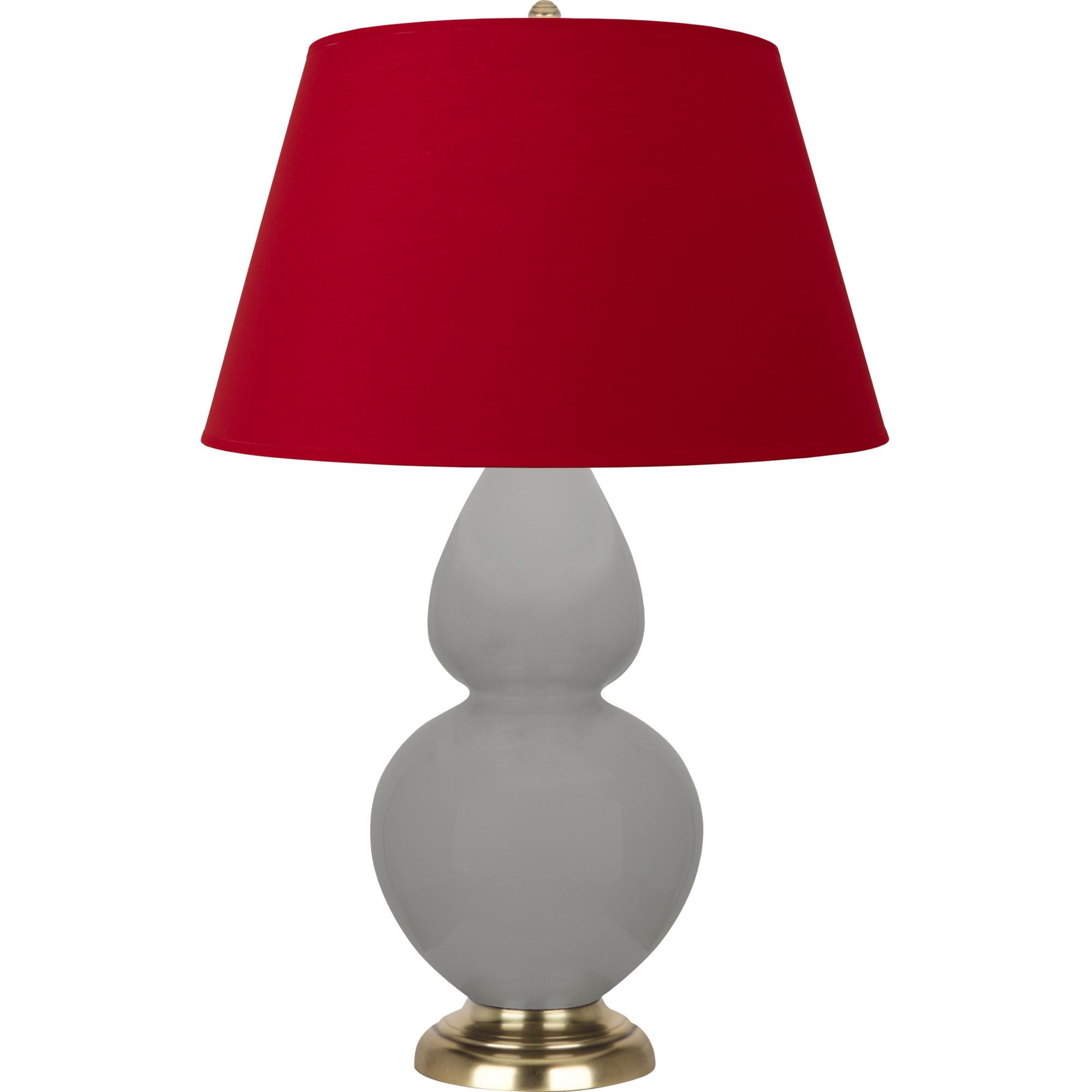 Image 2 Double Gourd 31"H Matte Taupe And Brass Lamp w/ Black And Red Shade more views