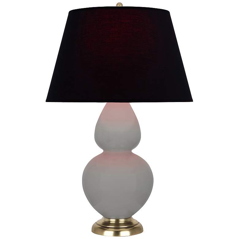 Image 1 Double Gourd 31"H Matte Taupe And Brass Lamp w/ Ink And Rose Shade