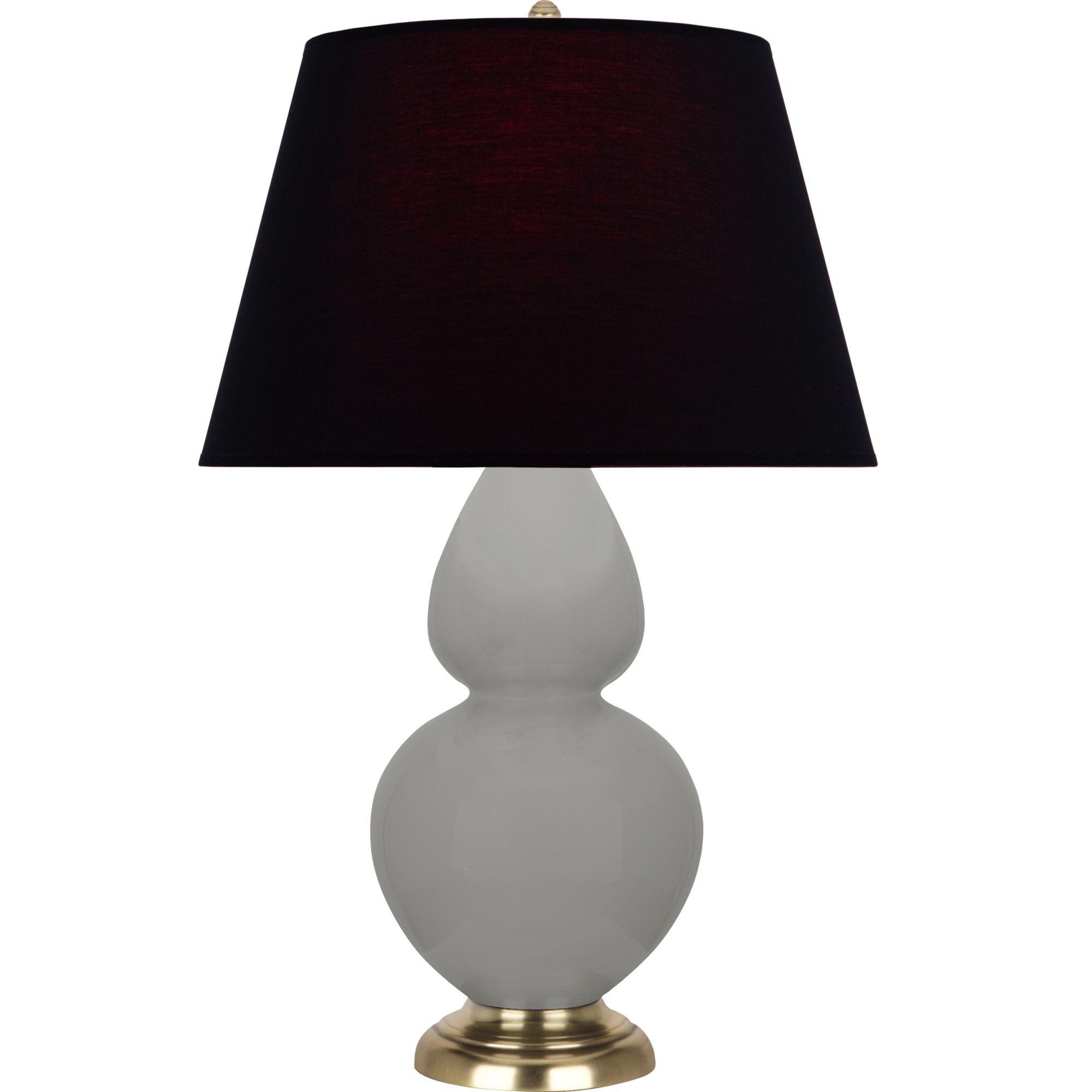 Image 2 Double Gourd 31"H Matte Taupe And Brass Lamp w/ Ink And Rose Shade more views