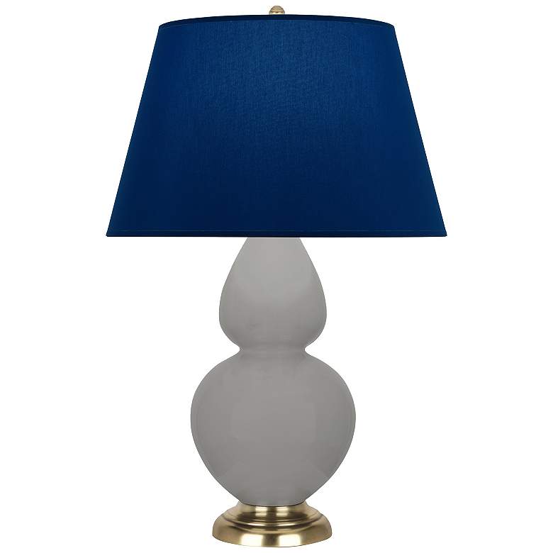 Image 1 Double Gourd 31"H Matte Taupe And Brass Lamp w/ Navy And Gray Shade