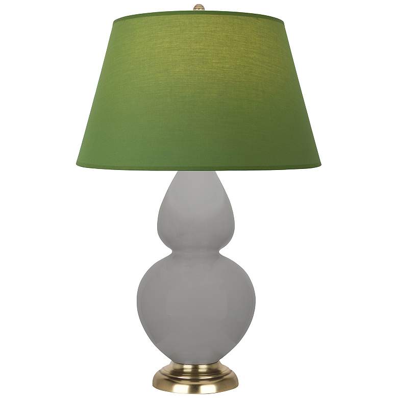 Image 1 Double Gourd 31"H Matte Taupe And Brass Lamp w/ Tea And Taupe Shade