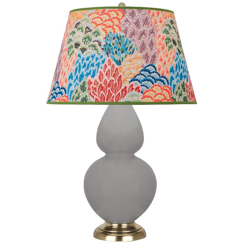 Image 1 Double Gourd 31"H Matte Taupe And Brass Table Lamp w/ Spring Shade