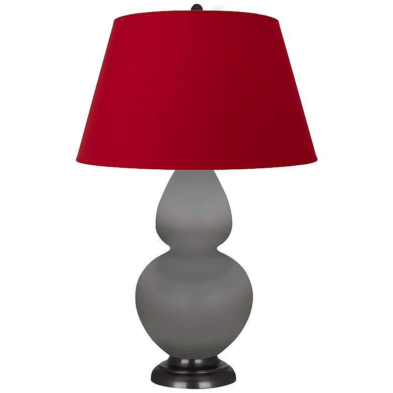 Image 1 Double Gourd 31"H Matte Taupe And Bronze Lamp w/ Black And Red Shade