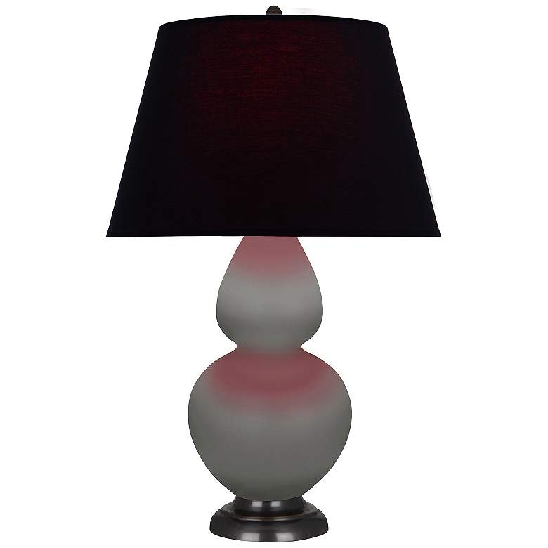 Image 1 Double Gourd 31"H Matte Taupe And Bronze Lamp w/ Ink And Rose Shade