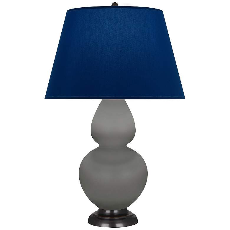 Image 1 Double Gourd 31"H Matte Taupe And Bronze Lamp w/ Navy And Gray Shade