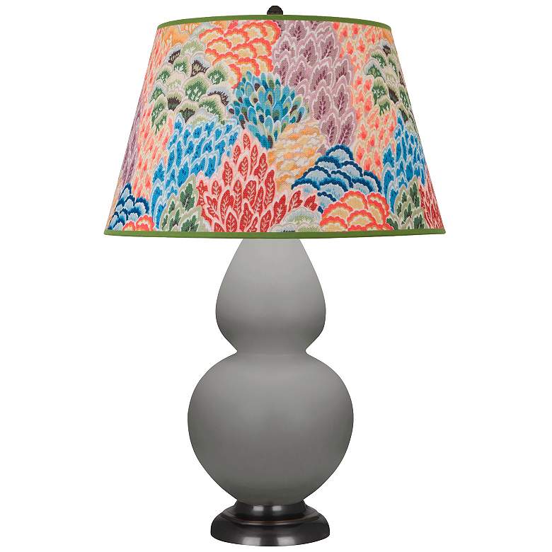 Image 1 Double Gourd 31"H Matte Taupe And Bronze Table Lamp w/ Spring Shade