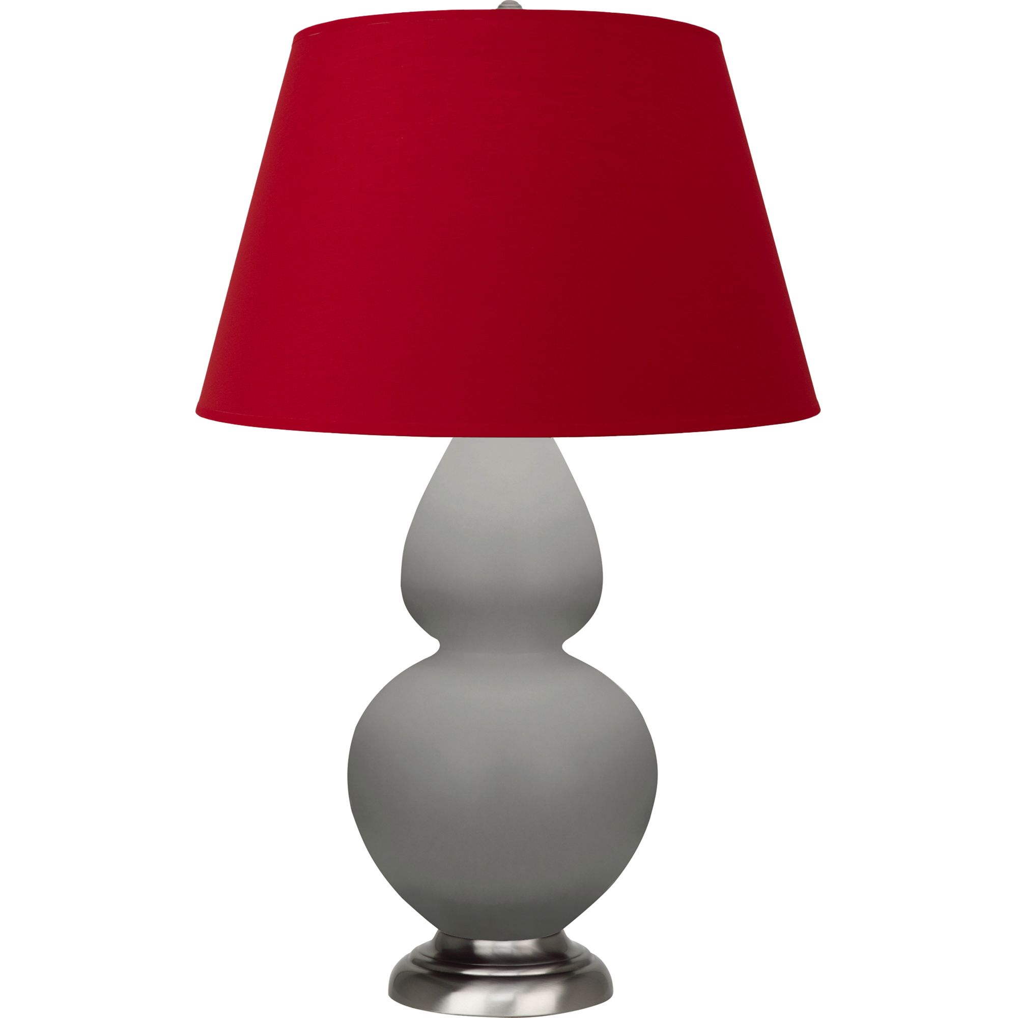Image 2 Double Gourd 31"H Matte Taupe And Silver Lamp w/ Black And Red Shade more views