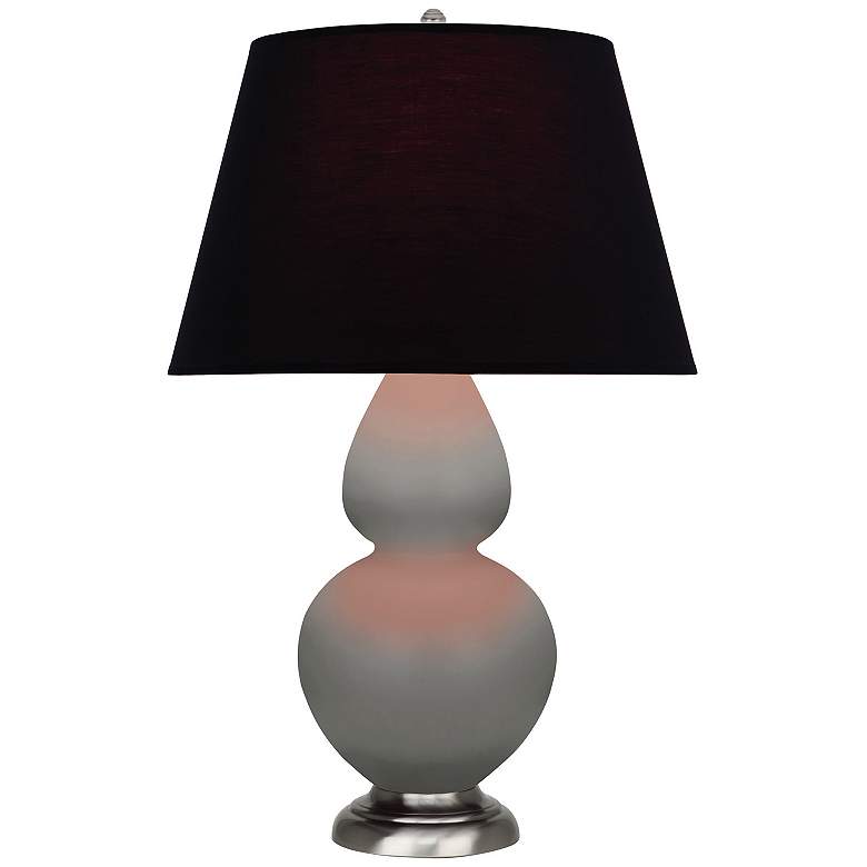 Image 1 Double Gourd 31"H Matte Taupe And Silver Lamp w/ Ink And Rose Shade