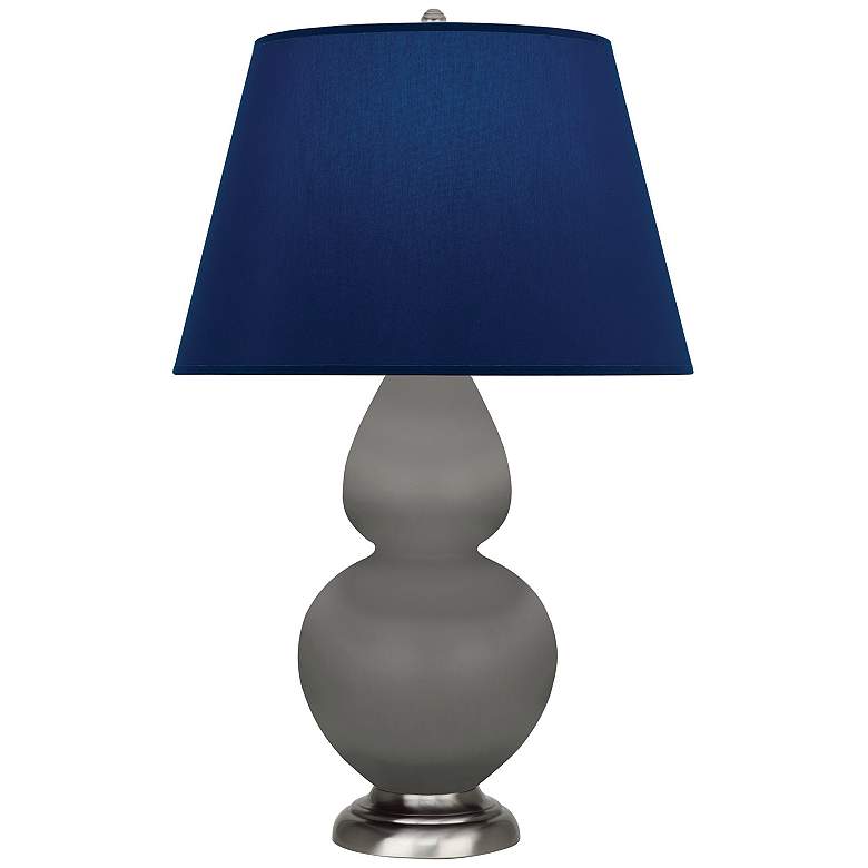 Image 1 Double Gourd 31"H Matte Taupe And Silver Lamp w/ Navy And Gray Shade