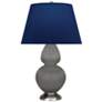 Double Gourd 31"H Matte Taupe And Silver Lamp w/ Navy And Gray Shade