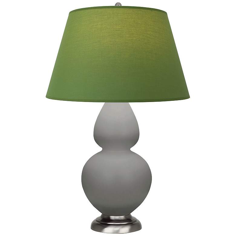 Image 1 Double Gourd 31"H Matte Taupe And Silver Lamp w/ Tea And Taupe Shade