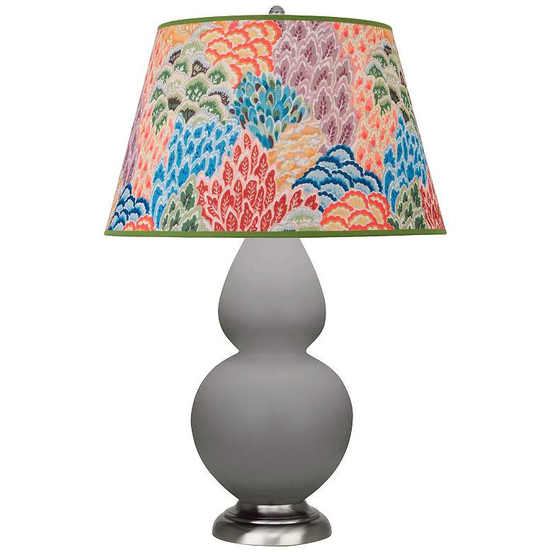 Image 1 Double Gourd 31"H Matte Taupe And Silver Table Lamp w/ Spring Shade