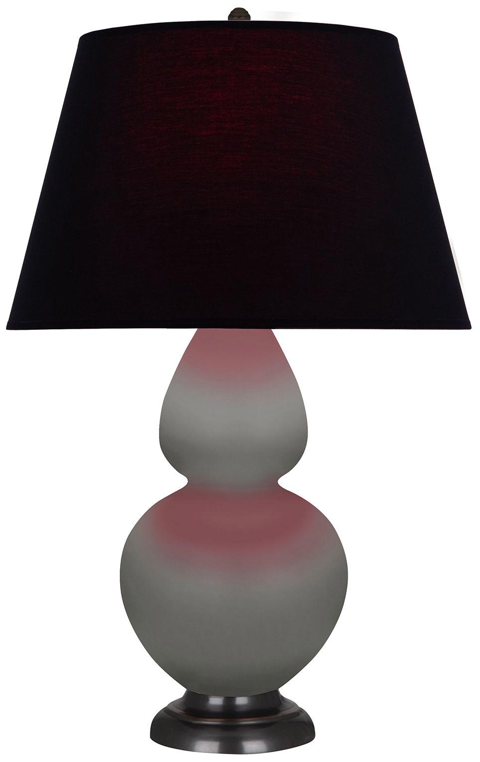 Double Gourd 31"H Matte Taupe & Bronze Lamp w/ Ink & Rose Made to Order