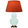 Double Gourd 31"H Mint Glazed Antique Brass Table Lamp w/ Tangerine Shade