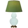 1_Double Gourd 31"H Mint Glazed Antique Brass Table Lamp w/ Tea Green Shade