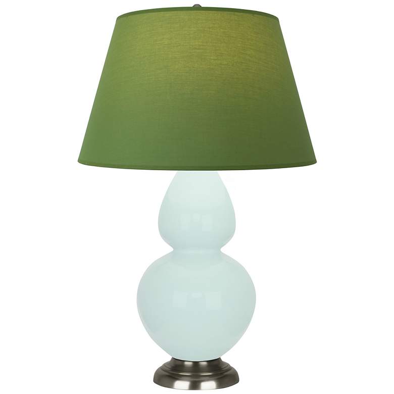 Image 1 Double Gourd 31"H Mint Glazed Antique Silver Table Lamp w/ Tea Green Shade