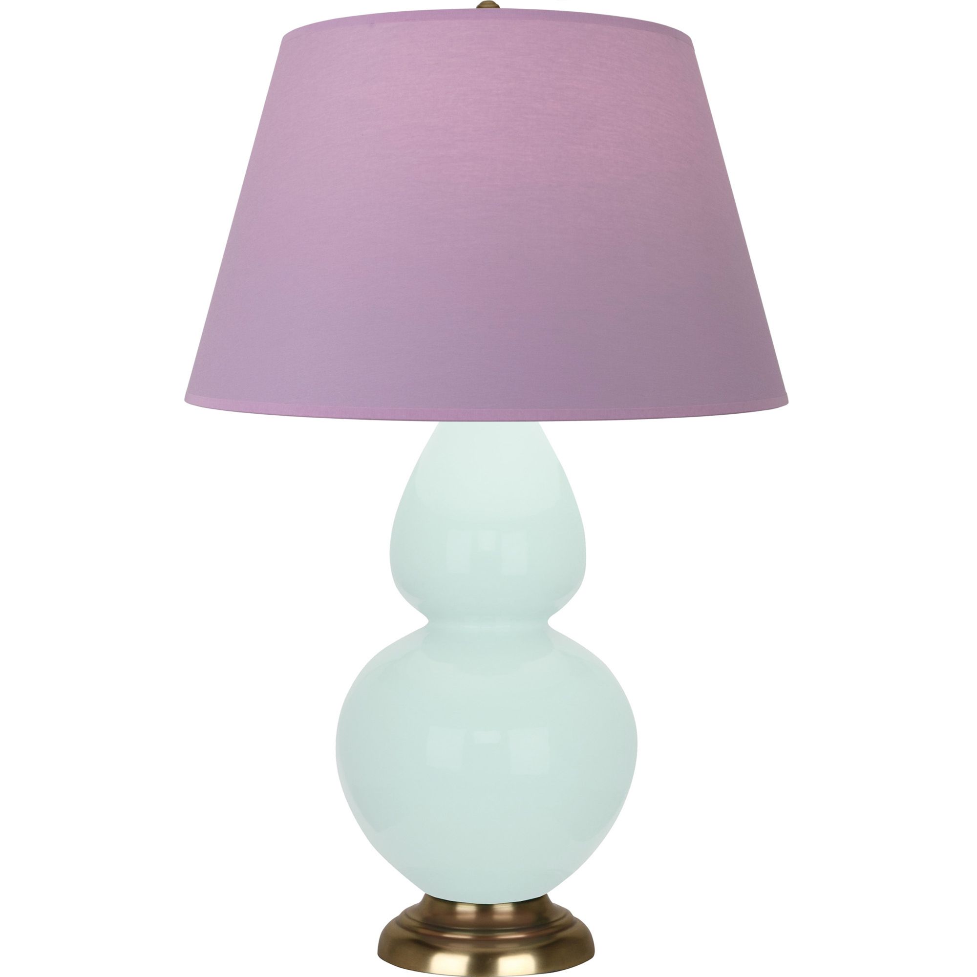Image 2 Double Gourd 31"H Mint Glazed Brass Table Lamp w/ Lavender Shade more views