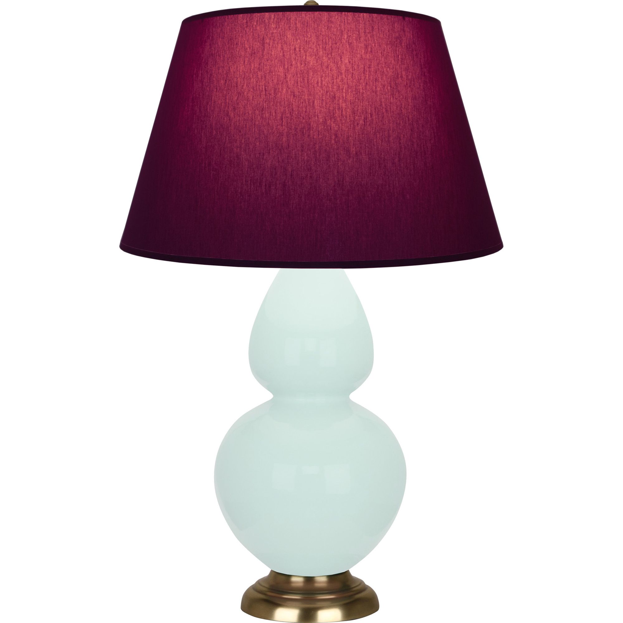 Image 2 Double Gourd 31"H Mint Glazed Brass Table Lamp w/ Plum Shade more views
