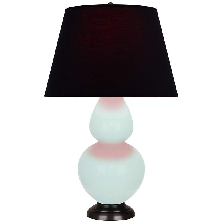 Image 1 Double Gourd 31"H Mint Glazed Bronze Table Lamp w/ Black Red Shade