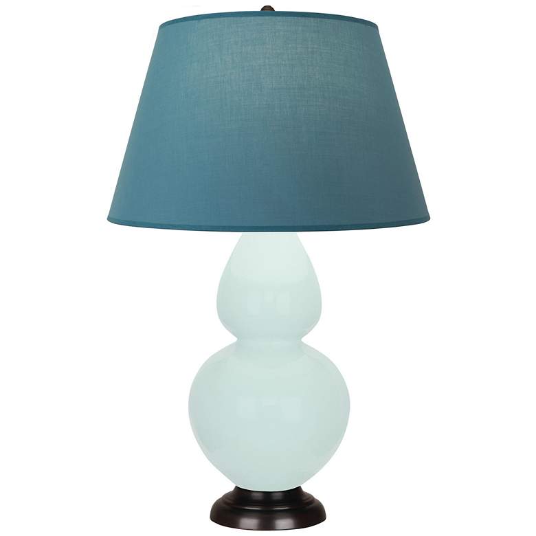 Image 1 Double Gourd 31"H Mint Glazed Bronze Table Lamp w/ Bright Blue Shade