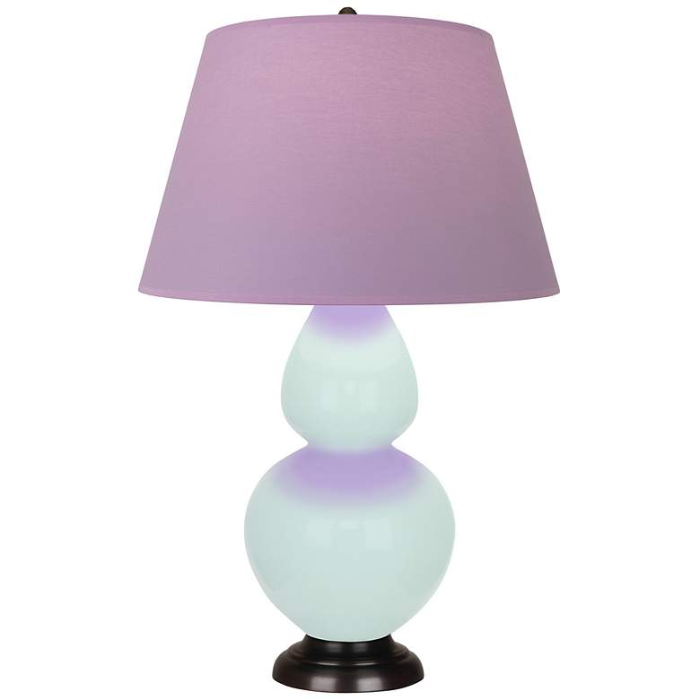 Image 1 Double Gourd 31"H Mint Glazed Bronze Table Lamp w/ Lavender Shade